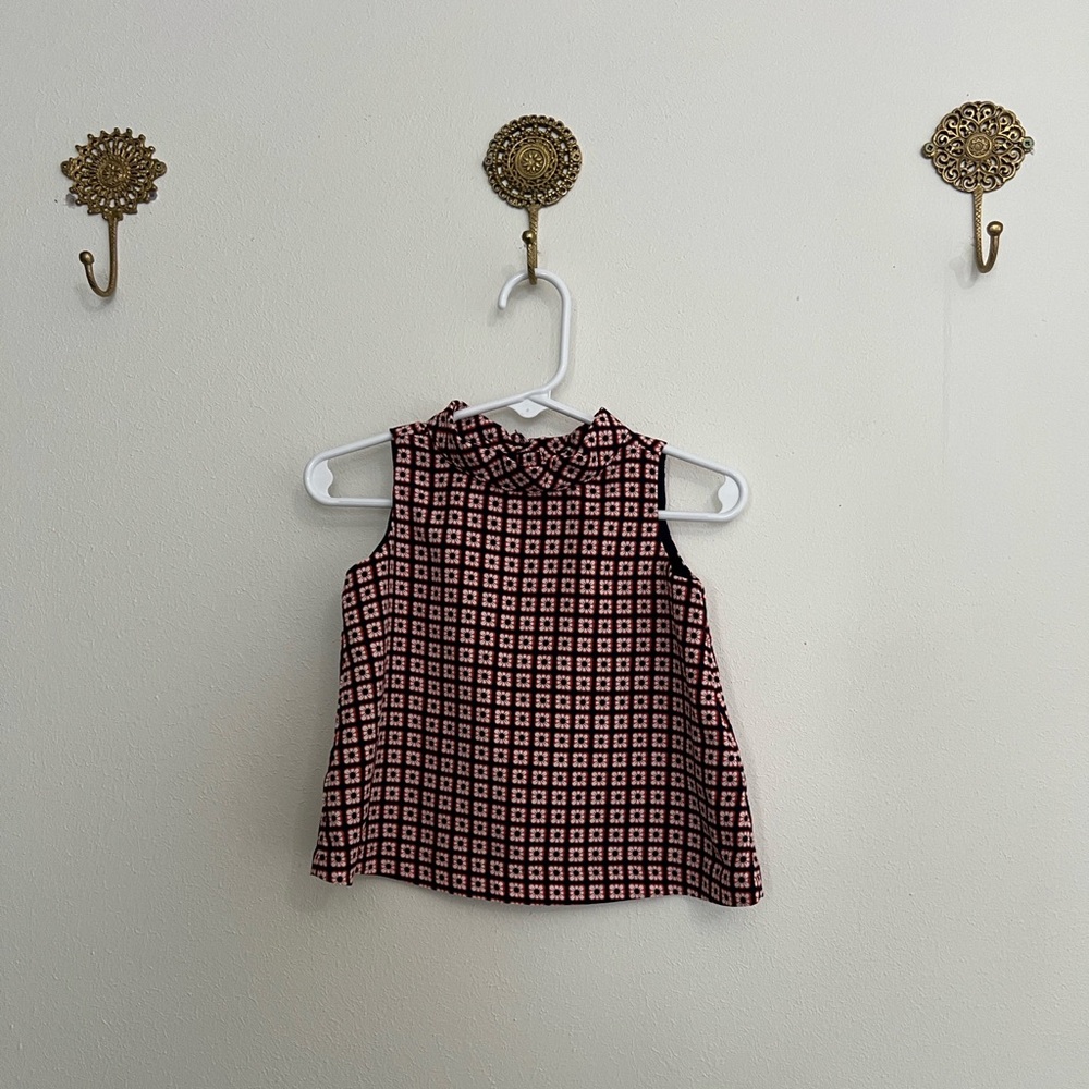 Janie and Jack Navy and Red Patterned Blouse